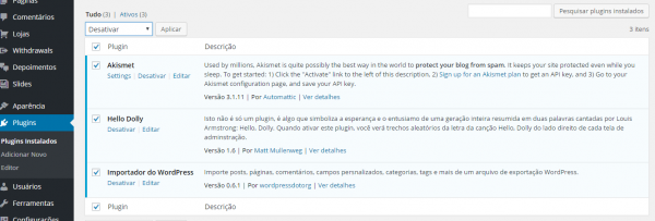 Desativar plugins no WordPress