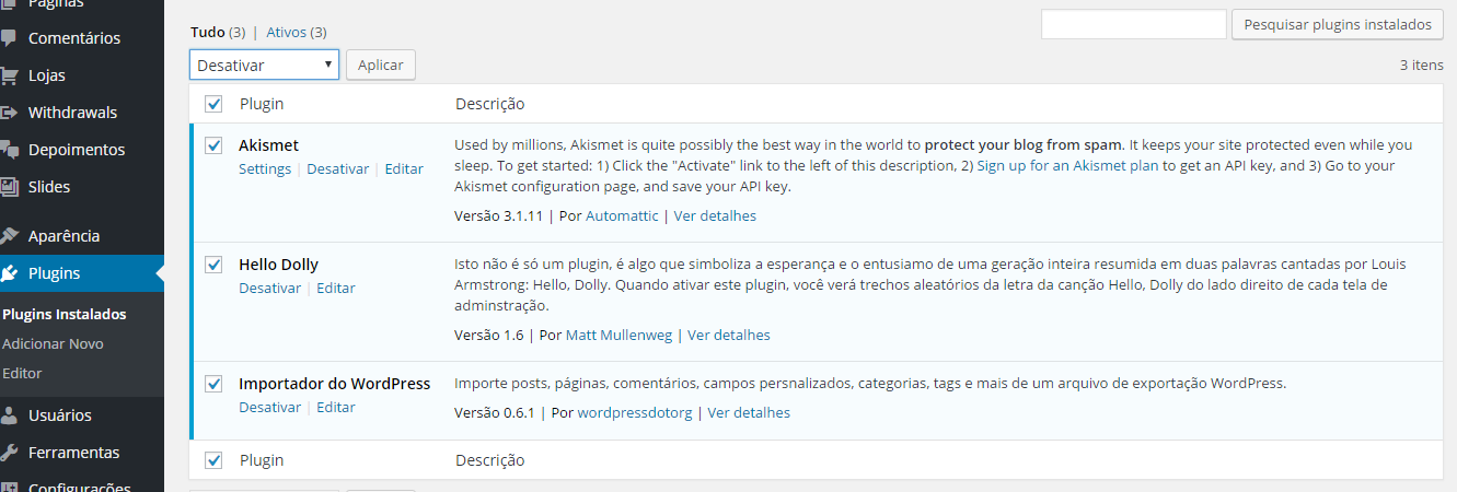 WordPress - Como desativar todos os plugins