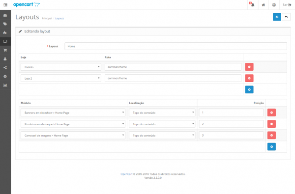 Configurando o layout da Loja