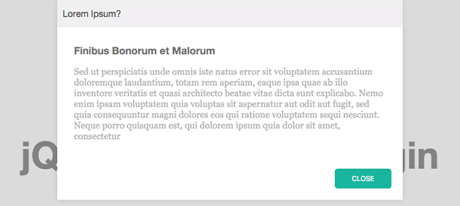 jQuery Popdown Modal jQuery