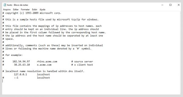 Arquivo host do Windows