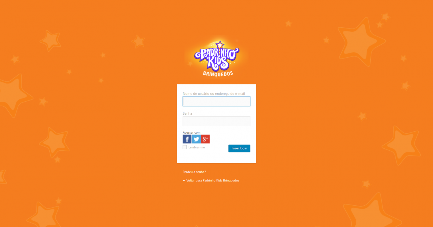 Página de Login WordPress Padrinho Kids