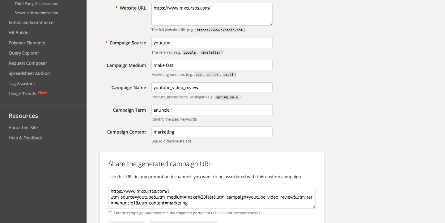 Rastreie as URL's com Google Analytics