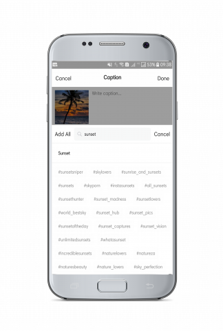 Preview App - tela Caption