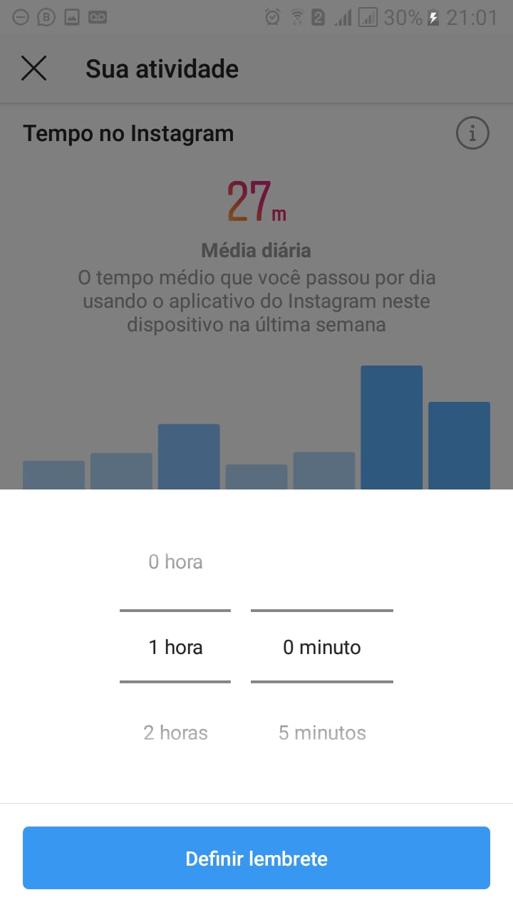 Atividades e análise no Instagram