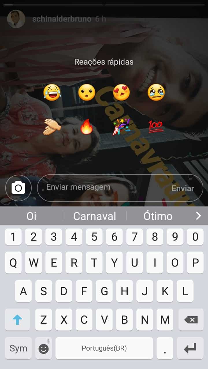 Reações rápidas nos stories